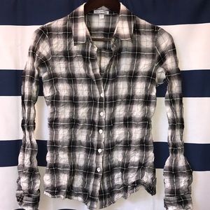 Women's James Peres Plaid Button- Up Shirt Size 1